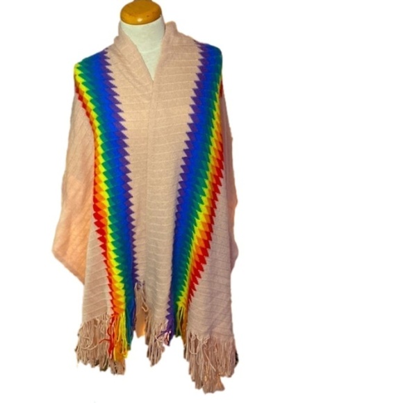 🌈🌷 Rainbow Shawl Scarf 🌷🌈 DreamDoll Retro NWT - Picture 1 of 10